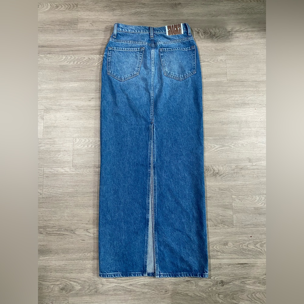 Mother Denim Snacks The Candy Stick Denim Jean Skirt Maxi Slit 27 - Picture 5 of 13